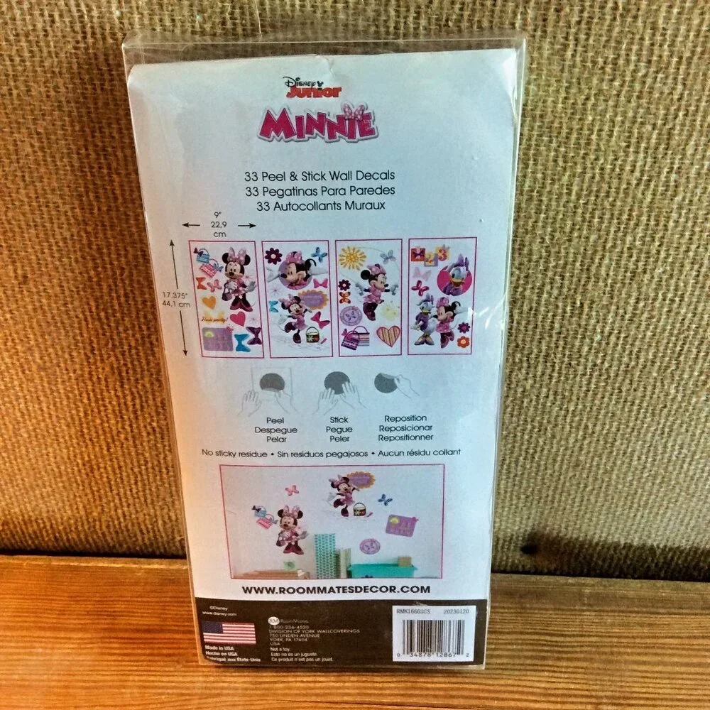 Disney Junior Minnie Mouse Wall Decals Set 33 Peel & Stick Decor